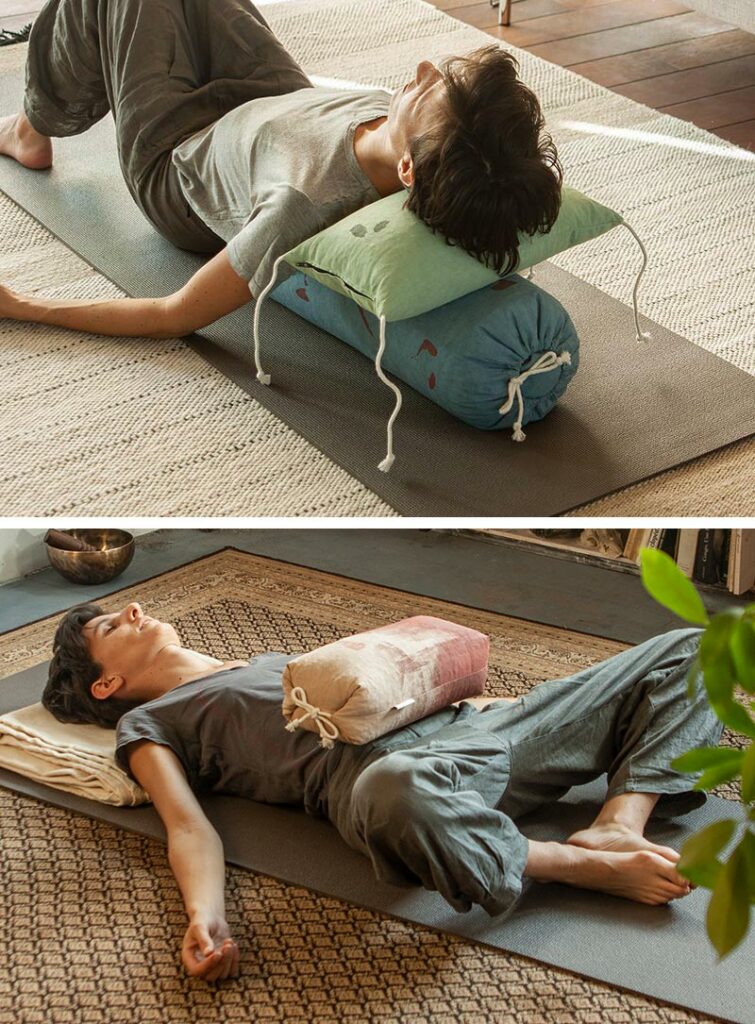 deux utilisations du makura en yoga